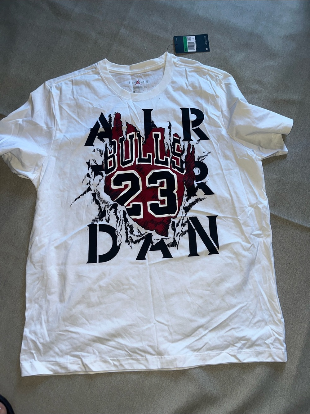 Jordan White Short Sleeve Tee with Bulls 23 Graphic